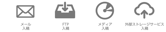 メール入稿 / FTP入稿 / メディア入稿 / 外部ストレージサービス入稿